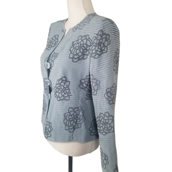 Armani Collezioni Women's Seafoam Green Silk Blend Floral Pleated Blazer… - Picture 2 of 5